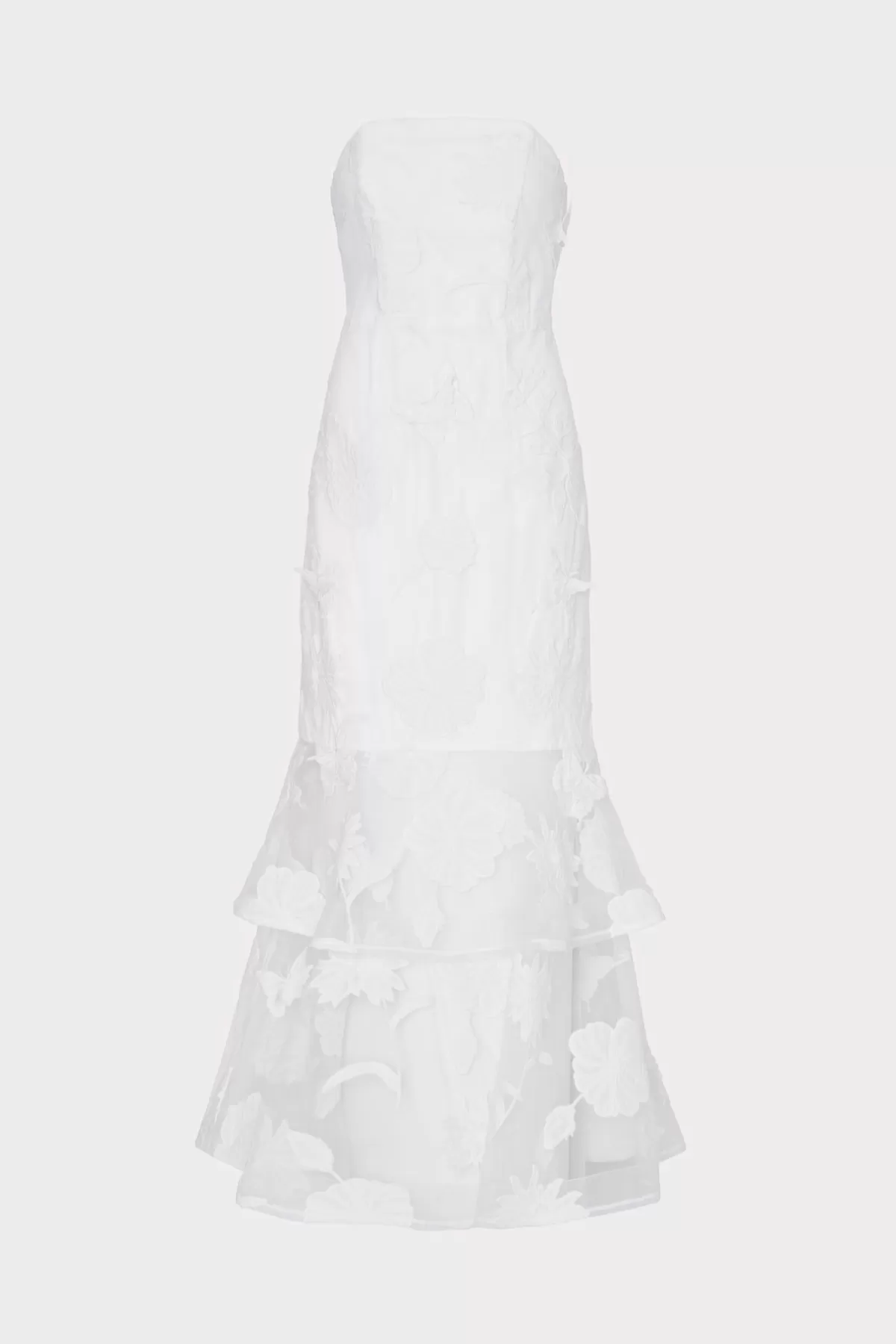 3D Butterfly Embroidery Strapless Dress-MILLY Outlet