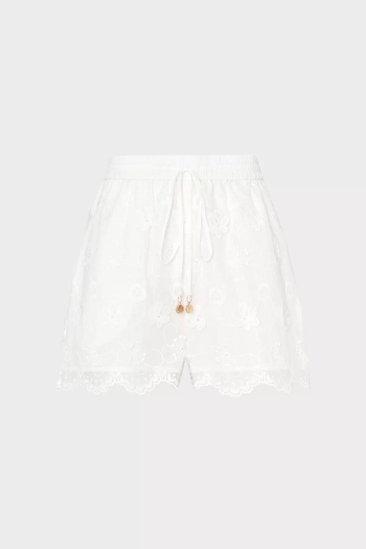 3D Floral Cotton Eyelet Shorts-MILLY Best Sale