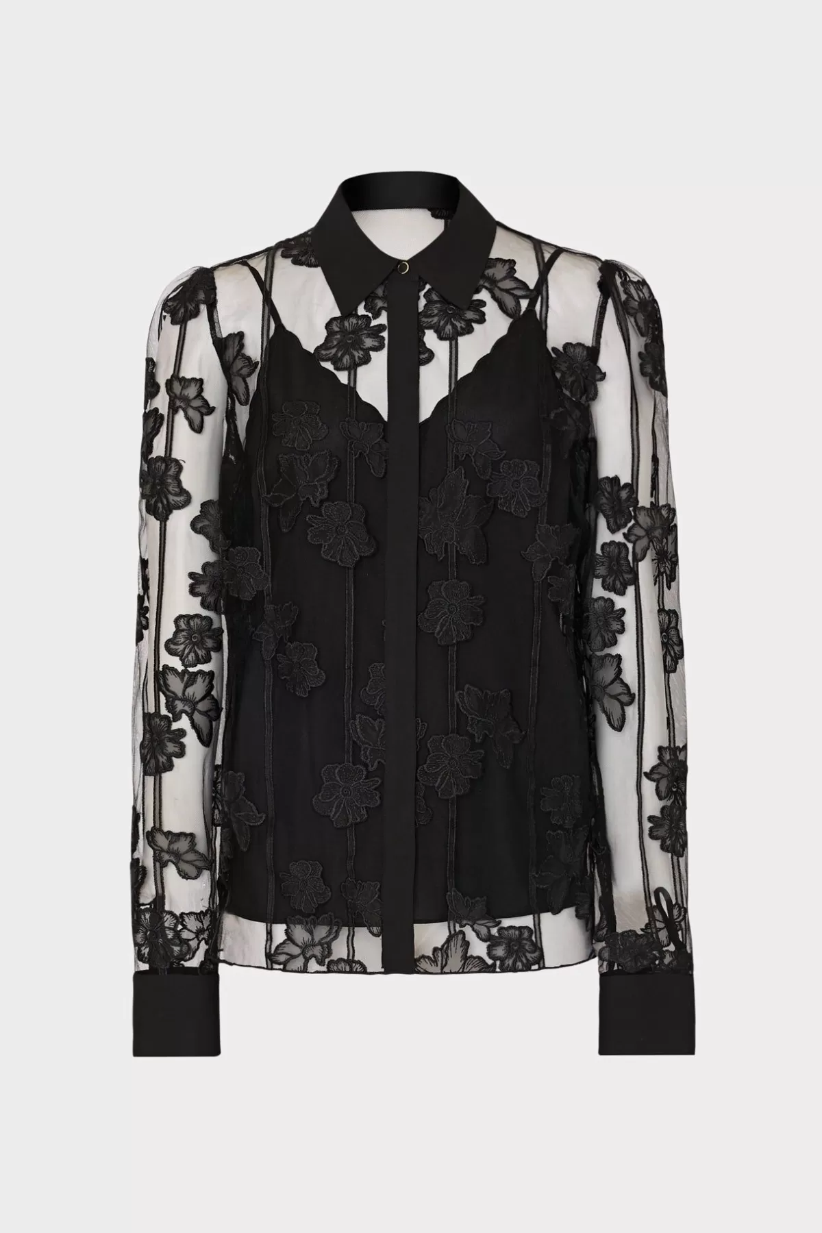 Ashton 3D Butterfly Embroidery Blouse-MILLY Cheap