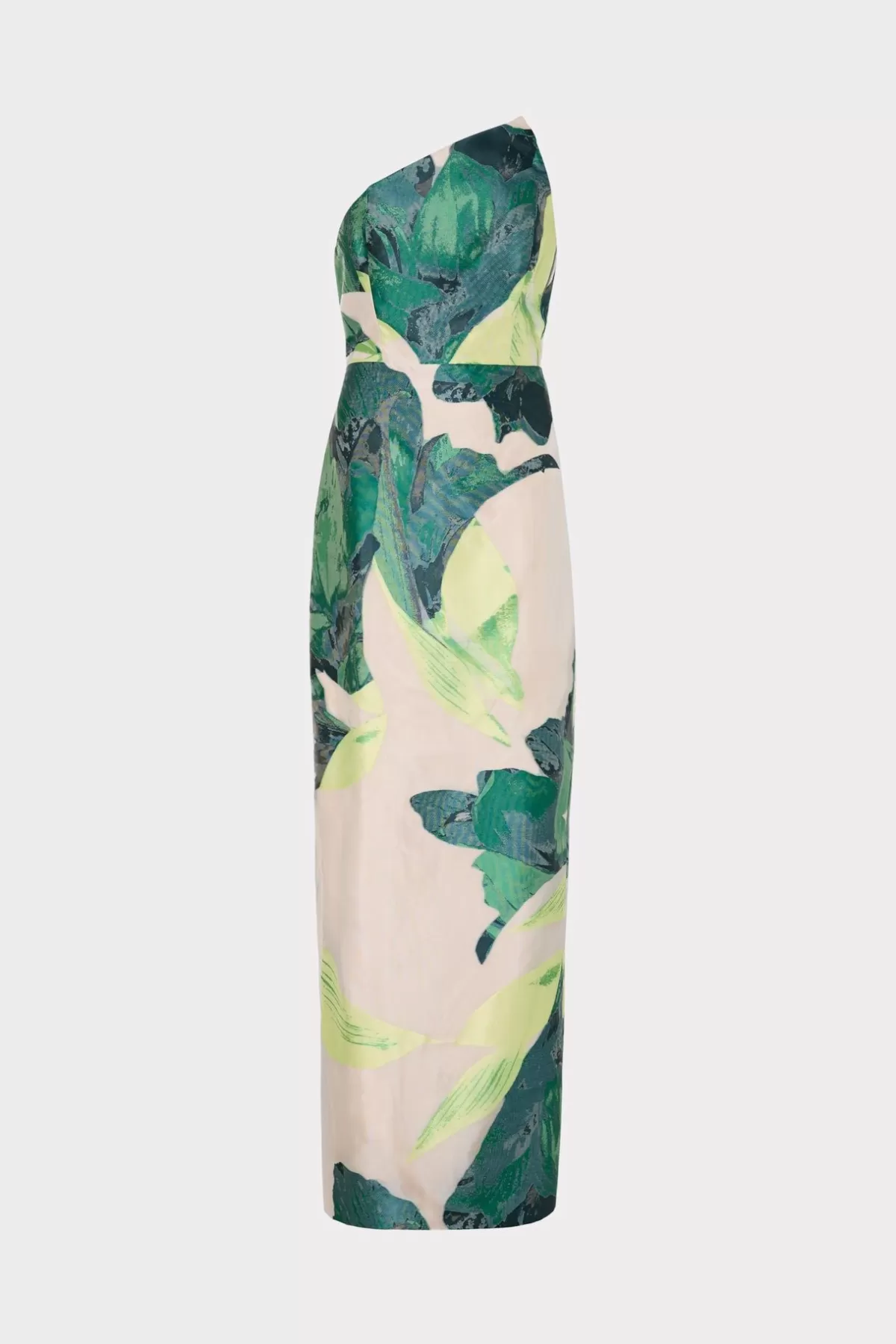 Asymetrical Tropical Forest Jacquard Midi Dress-MILLY Online