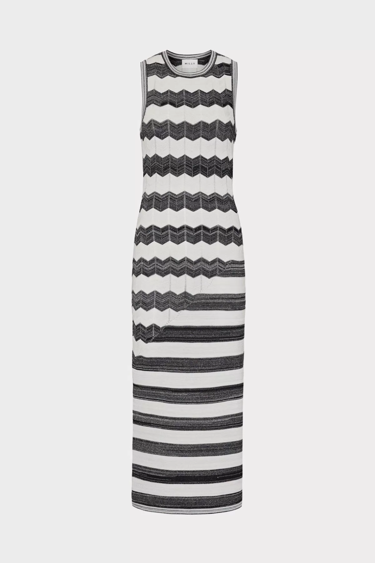 Asymetrical Zig Zag Midi Dress-MILLY Online