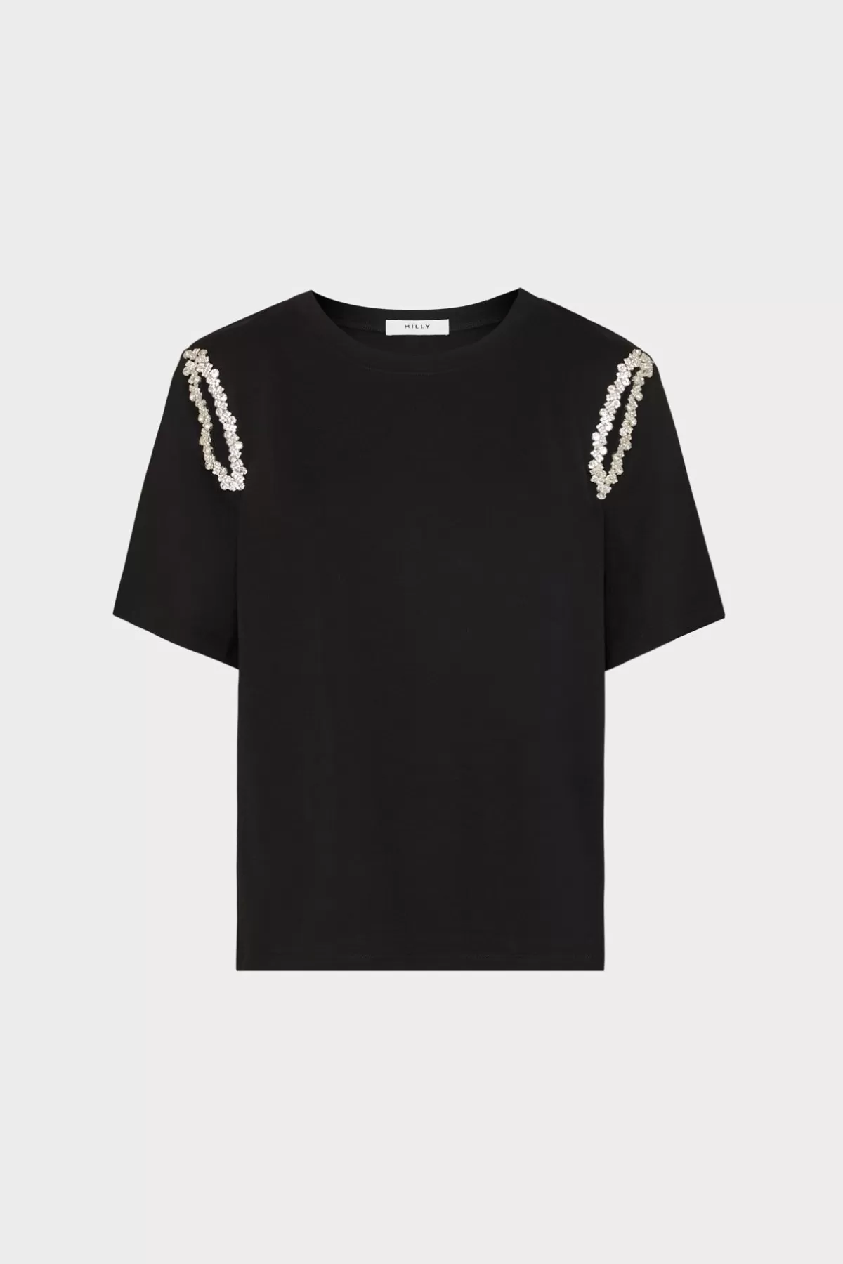 Avril Crystal Trim Tee-MILLY Fashion