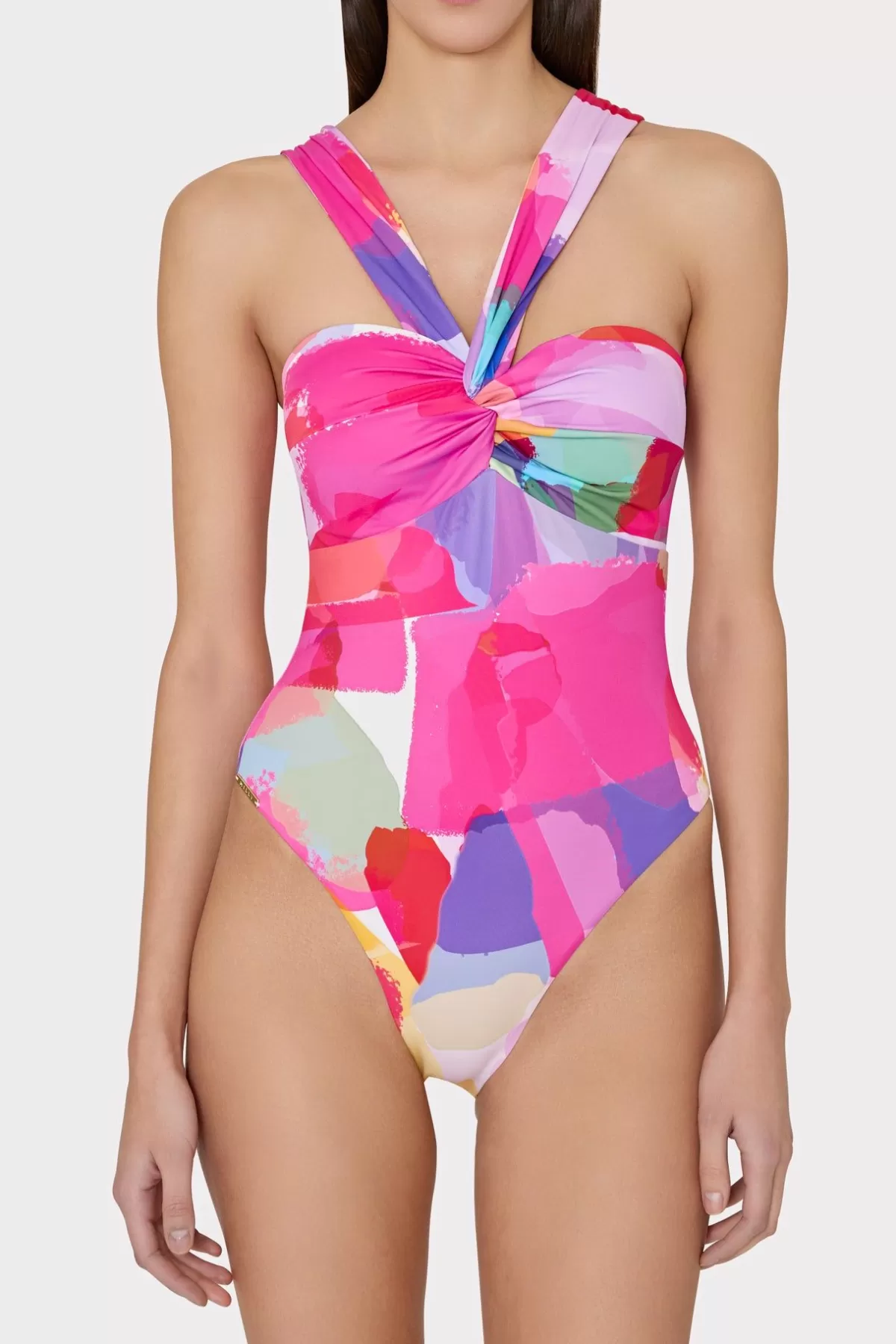 Betsy Rainbow Waterfall Draped Bandeau One Piece-MILLY Best