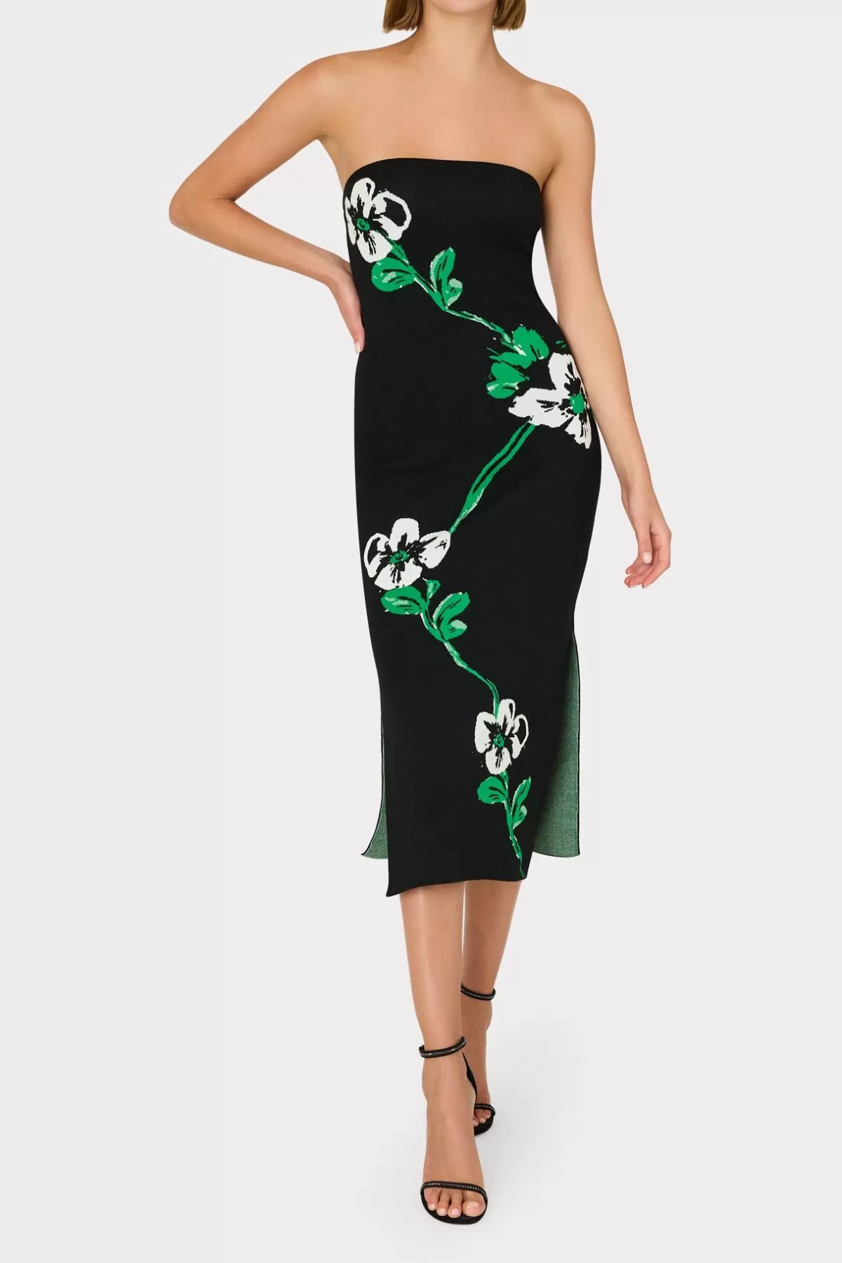 Floral Jacquard Strapless Midi Dress-MILLY Sale