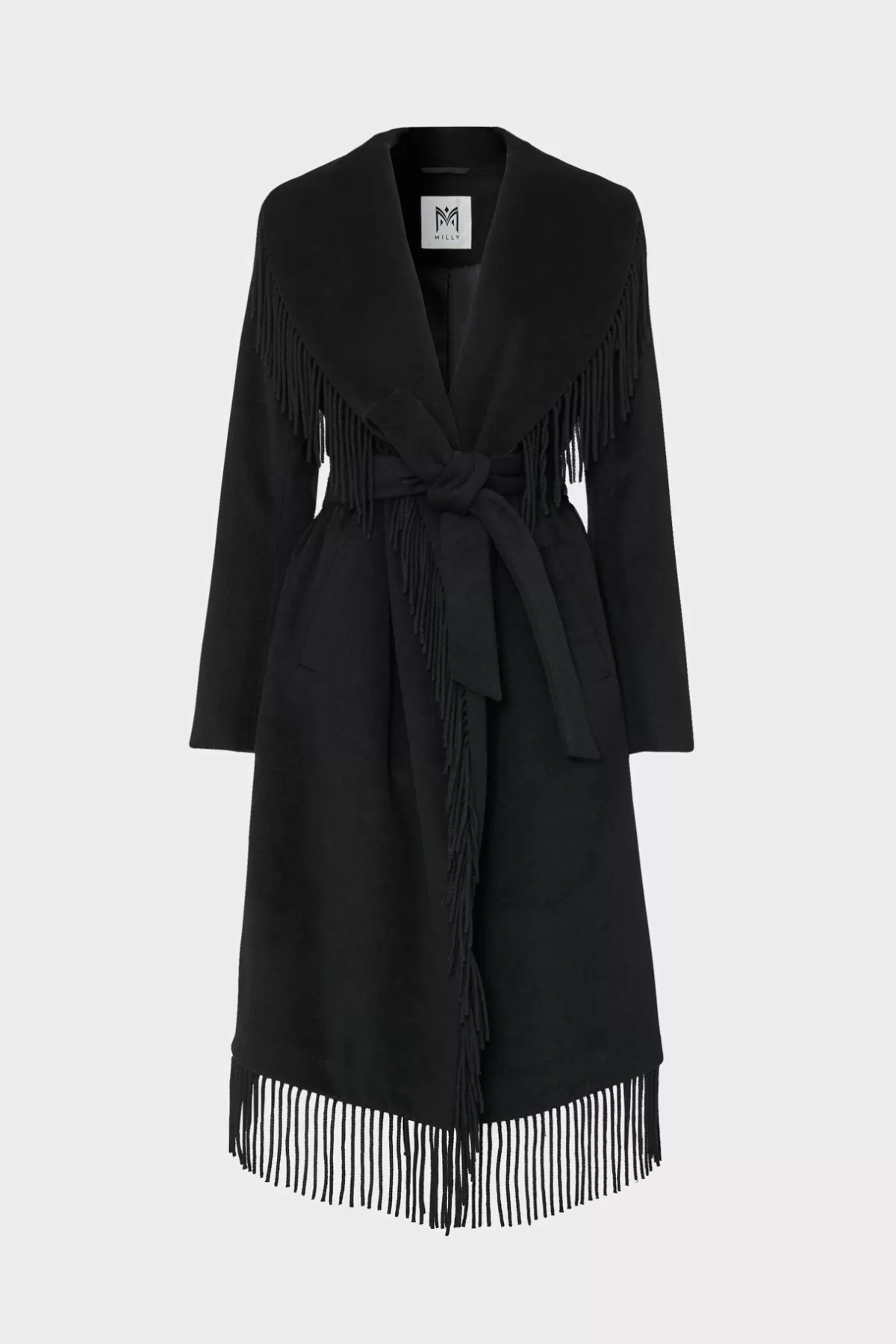 Fringe Wool Coat-MILLY New