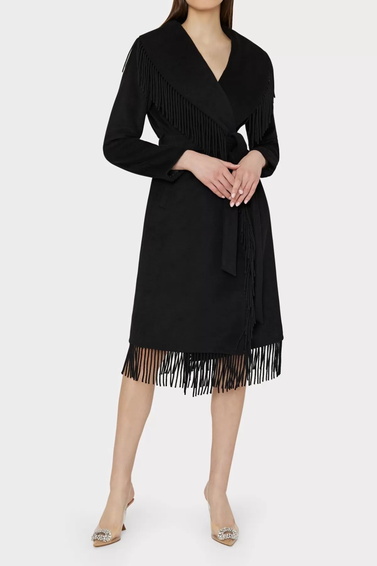 Fringe Wool Coat-MILLY New