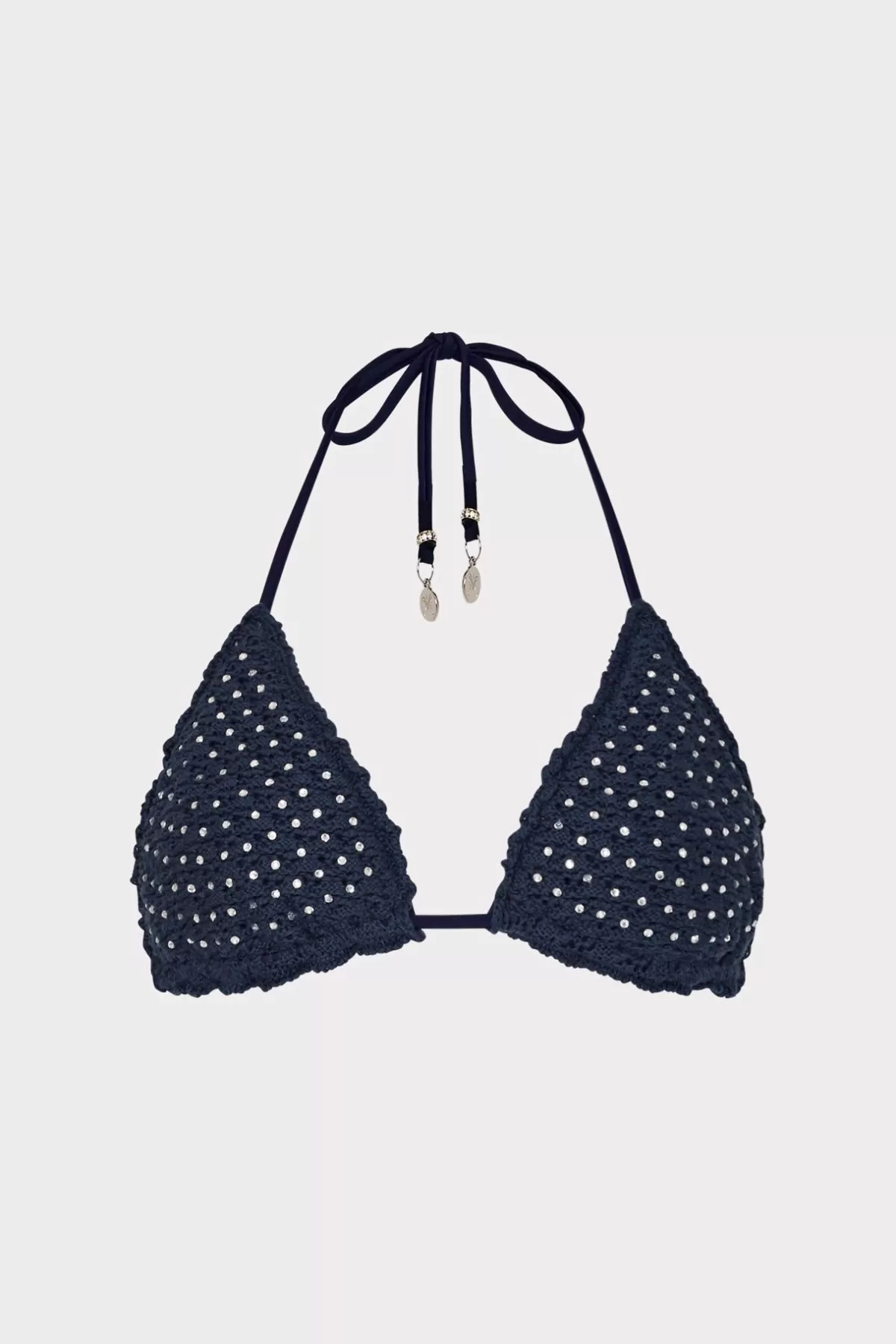 Glimmer Crochet Bikini Top With Crystal Applique-MILLY Online