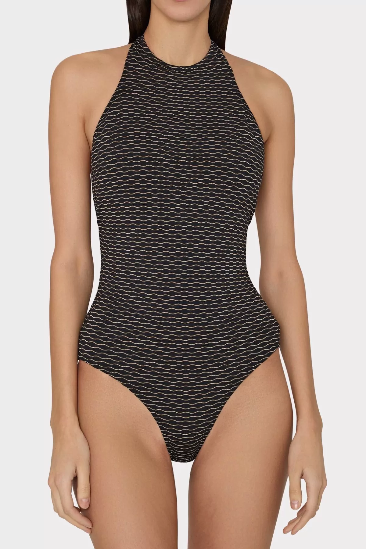 Jackie Textured Waves Halter One Piece-MILLY Best Sale