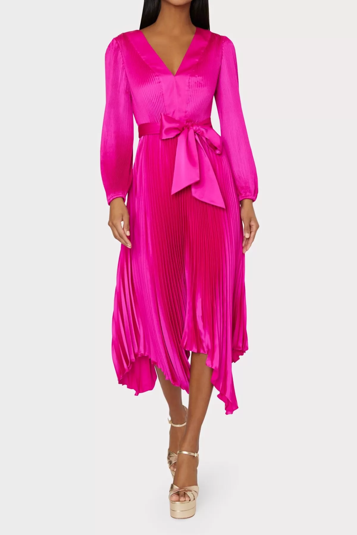 Liora Satin Pleated Dress-MILLY Flash Sale