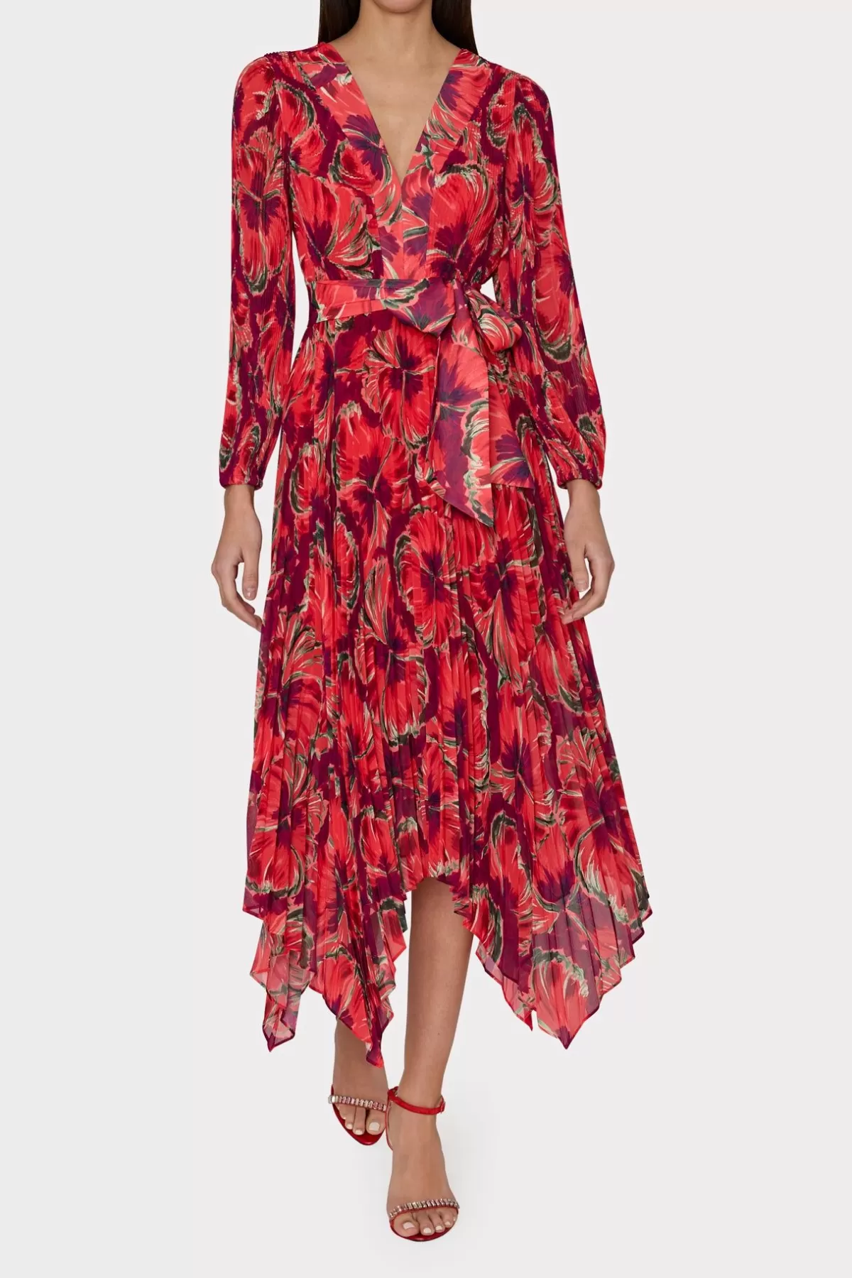 Liora Windmill Floral Pleated Dress-MILLY Clearance