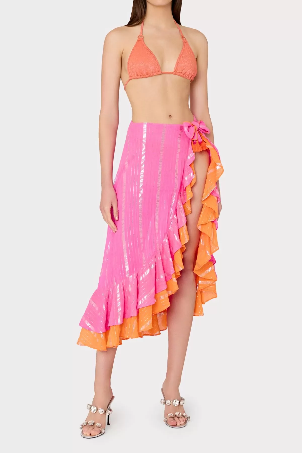 Lurex Stripe Ruffle Wrap Skirt-MILLY Sale