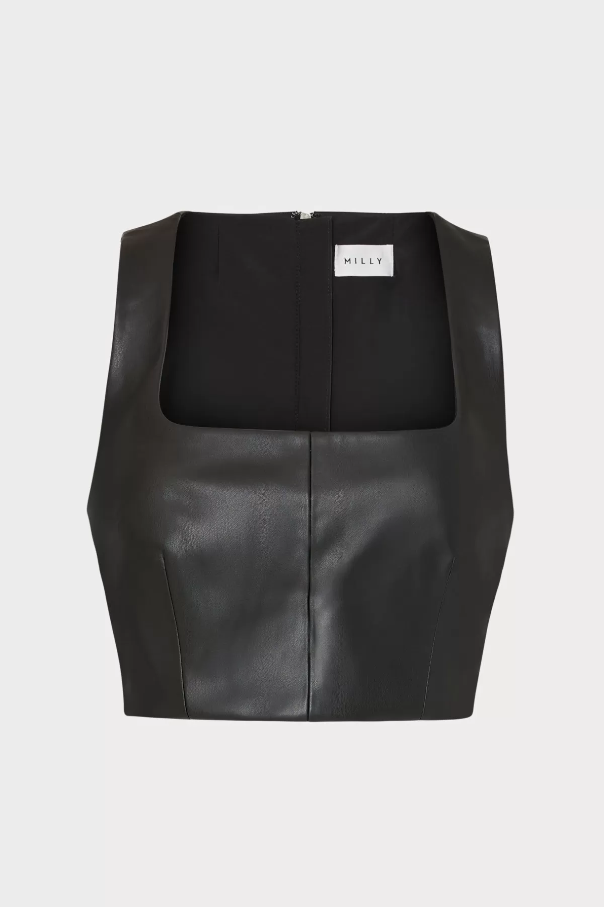 Nickie Vegan Leather Crop Top-MILLY Discount