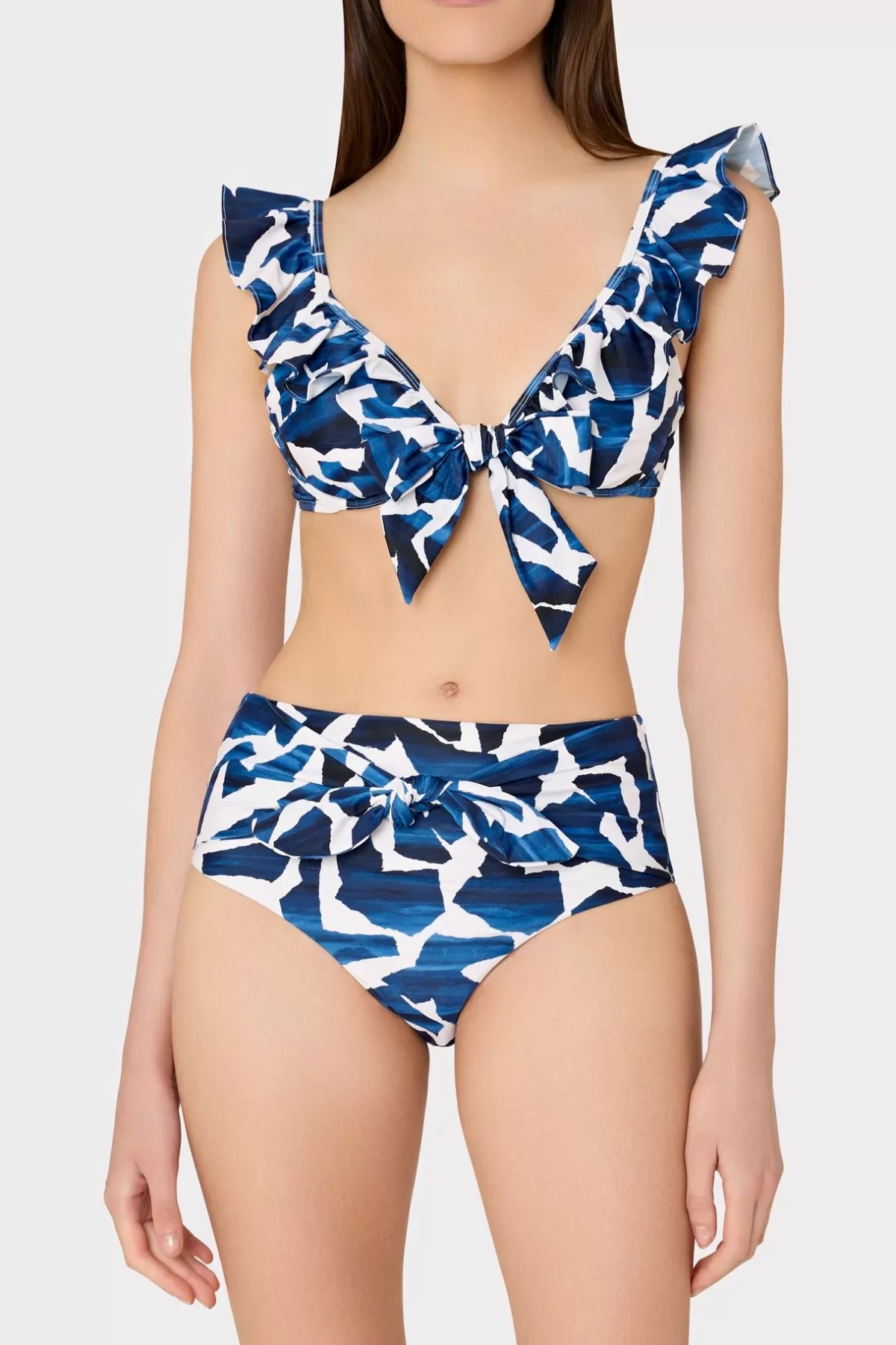 Ocean Puzzle Ruffle Bikini Top-MILLY Sale