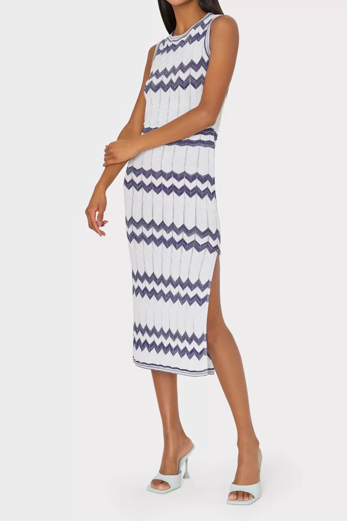 Oversized Zig Zag Midi Dress-MILLY Clearance