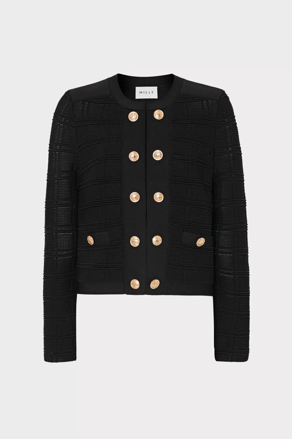 Pointelle Textured Knit Jacket-MILLY Online