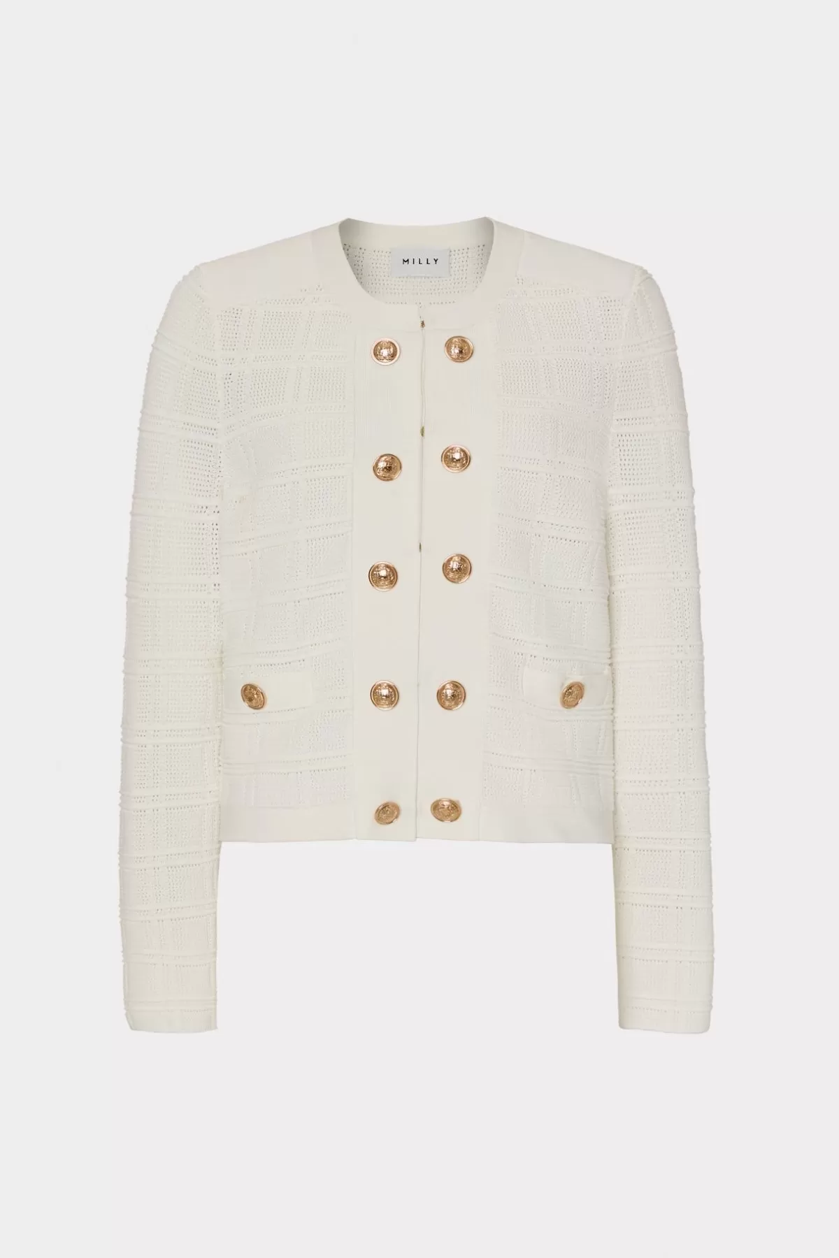 Pointelle Textured Knit Jacket-MILLY Fashion