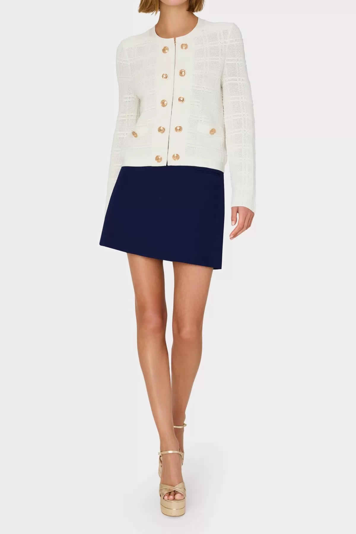 Pointelle Textured Knit Jacket-MILLY Fashion