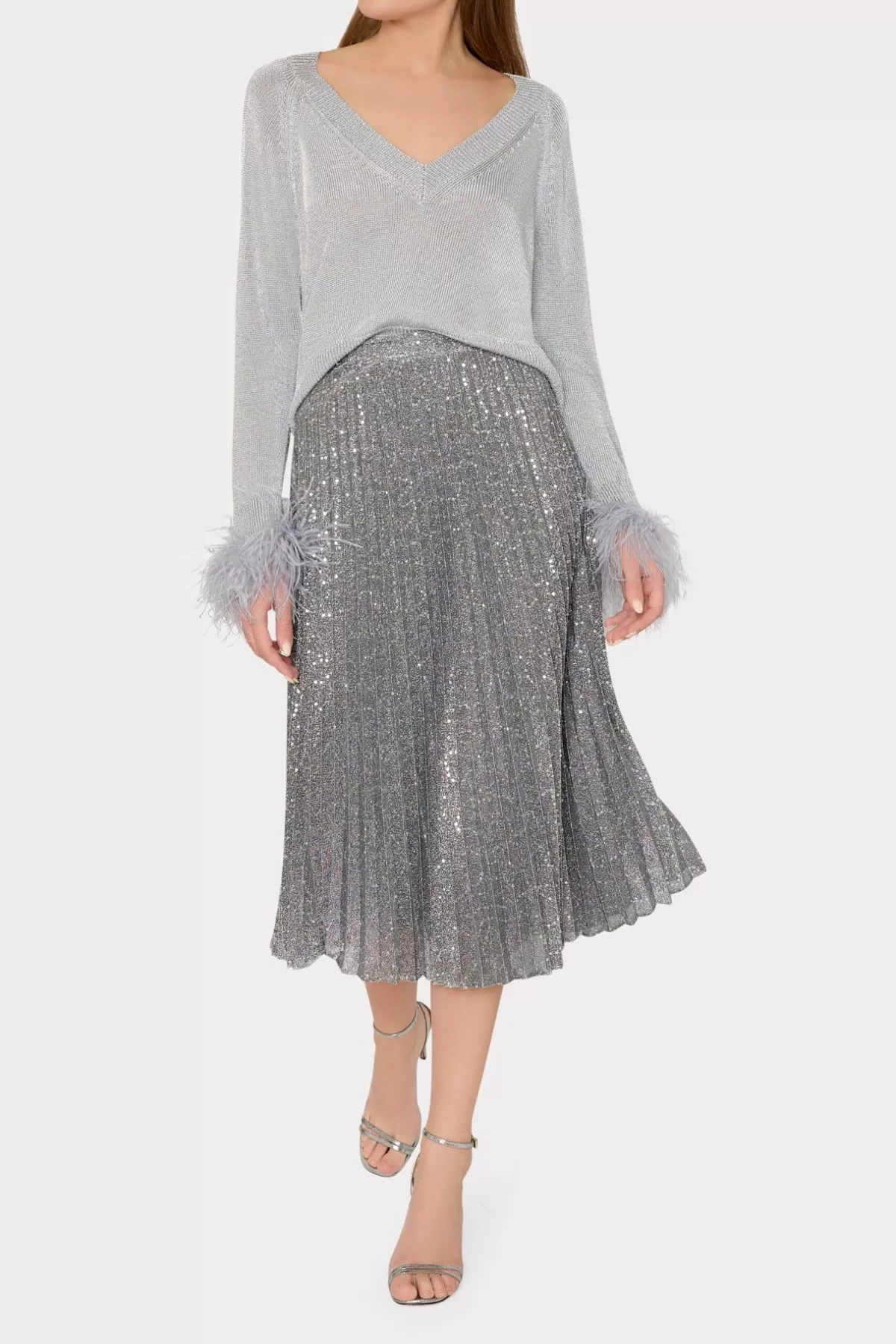 Rayla Pleated Sequins Skirt-MILLY Hot