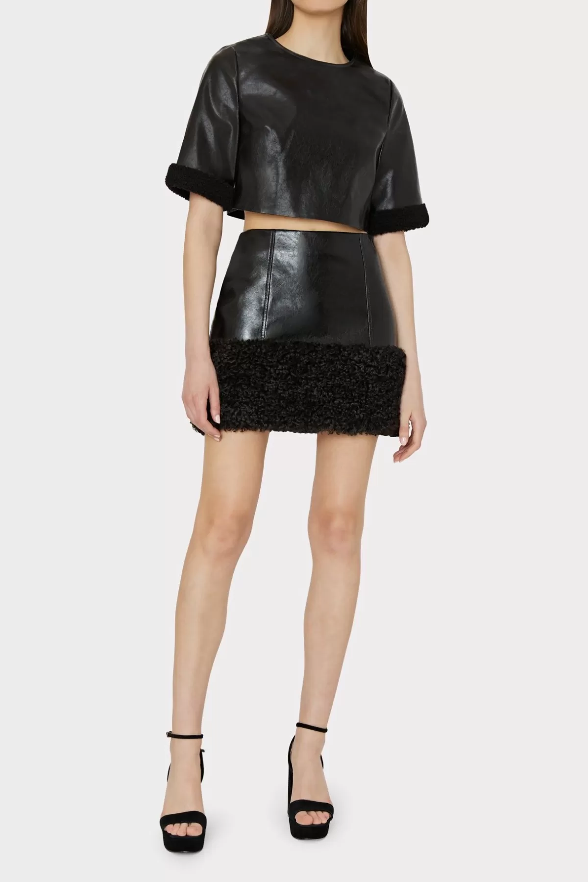 Rochelle Crinkle Vegan Leather Skirt-MILLY Shop