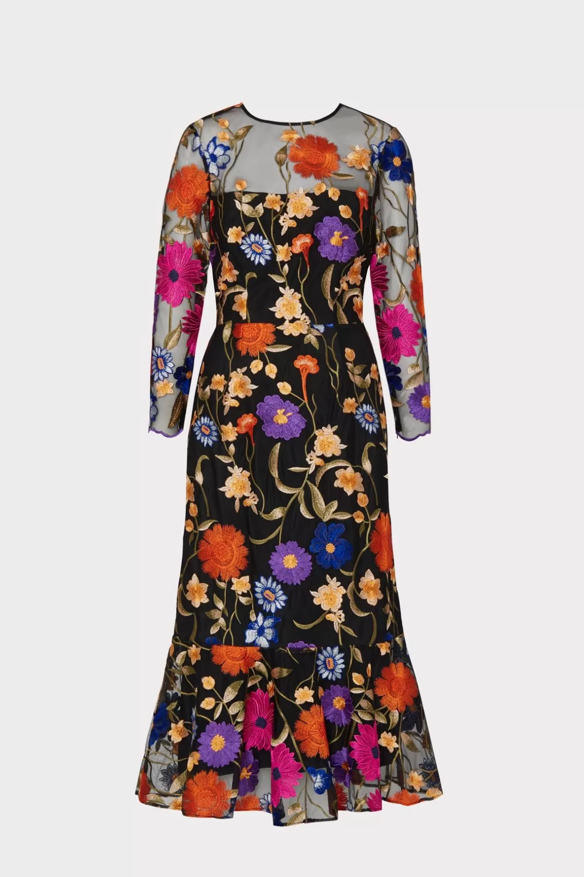 Rosalind Fall Foliage Embroidery Dress-MILLY Online