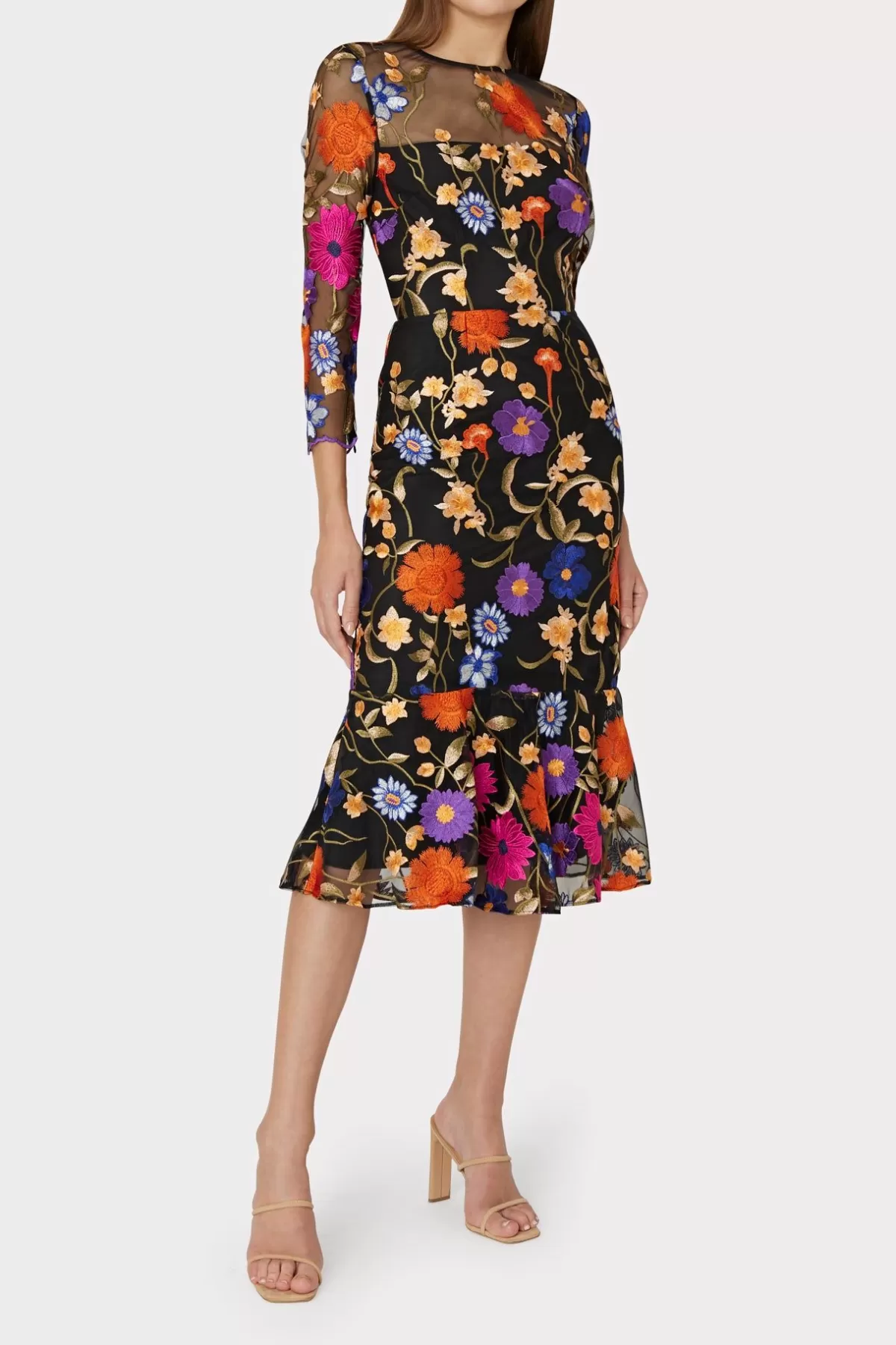 Rosalind Fall Foliage Embroidery Dress-MILLY Online