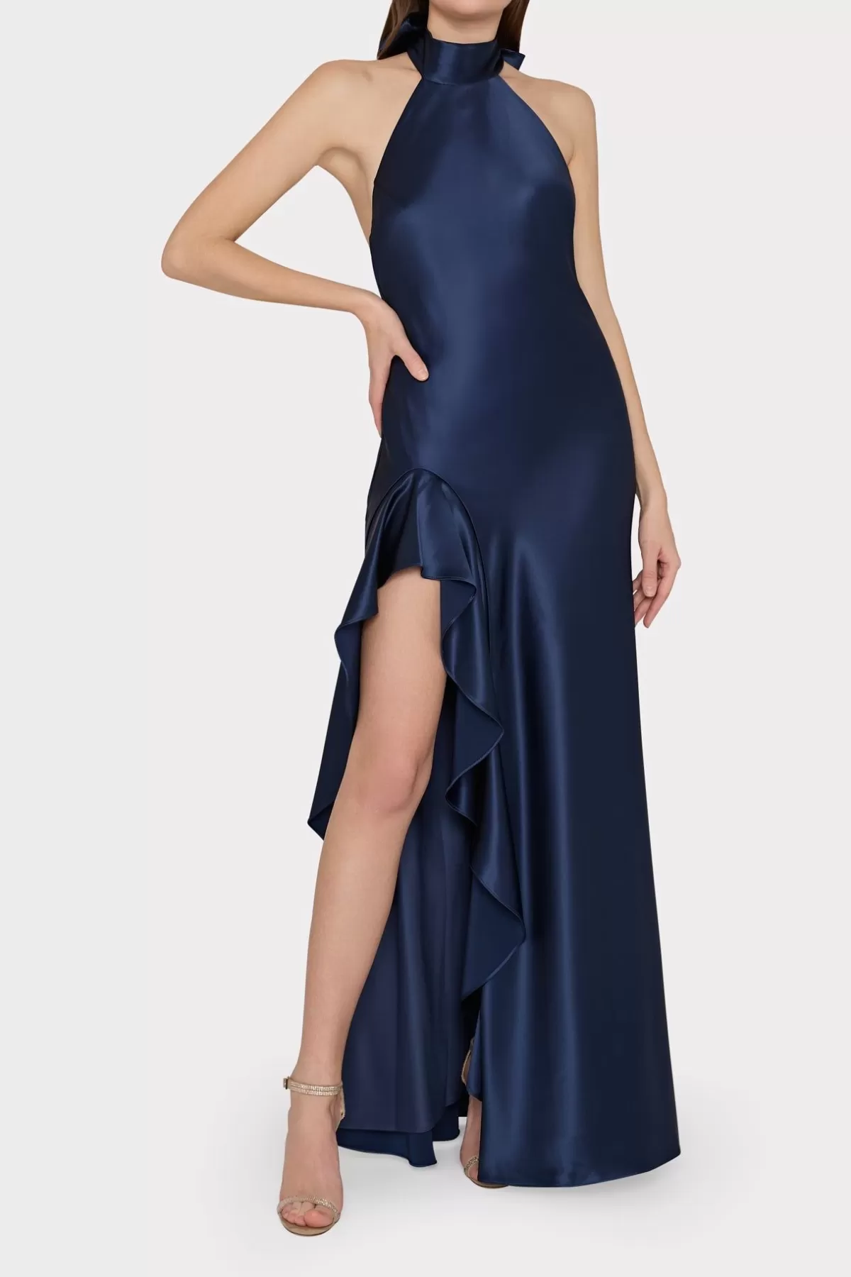 Roux Hammered Satin Gown-MILLY Fashion