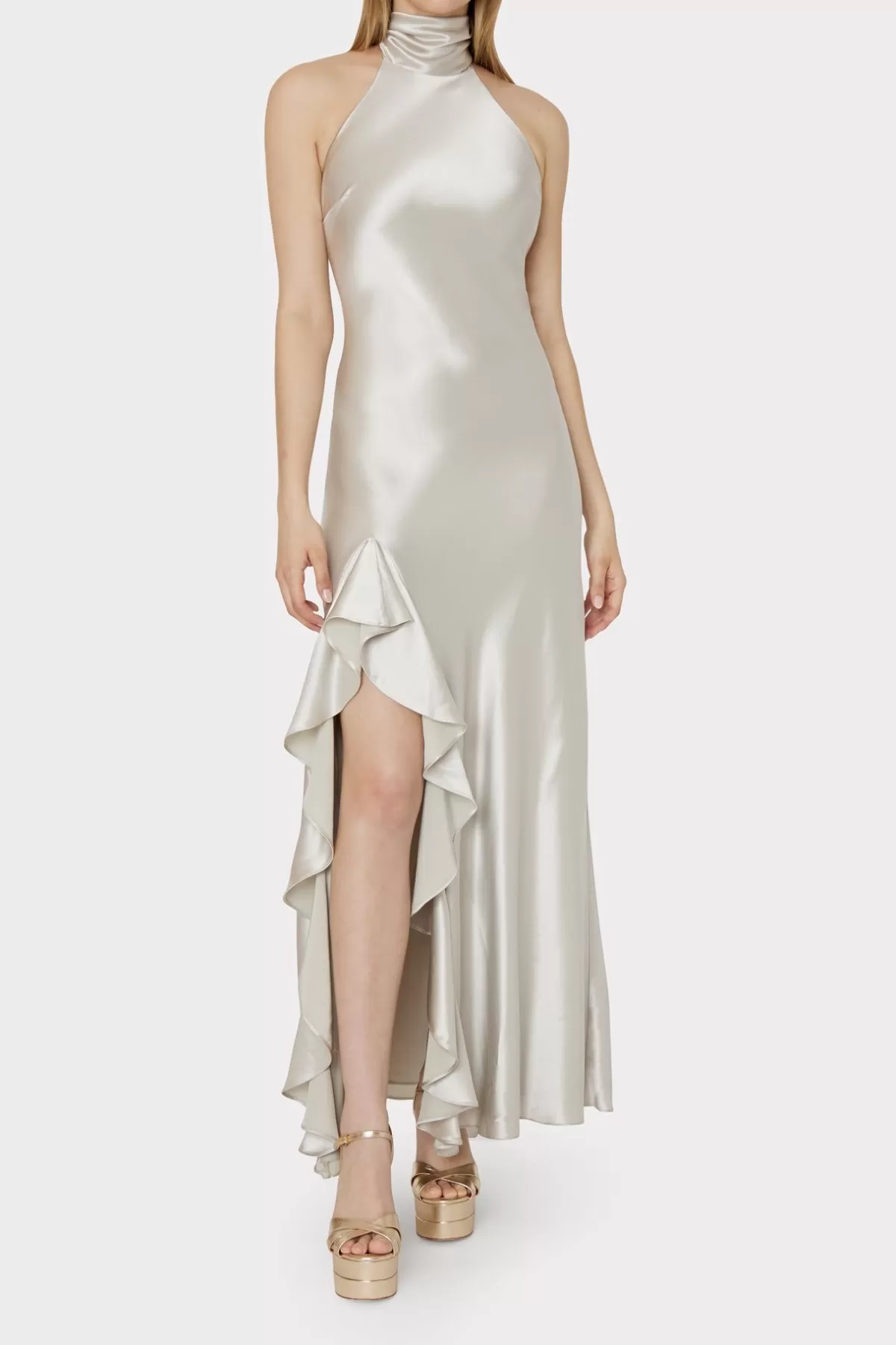 Roux Hammered Satin Gown-MILLY Fashion