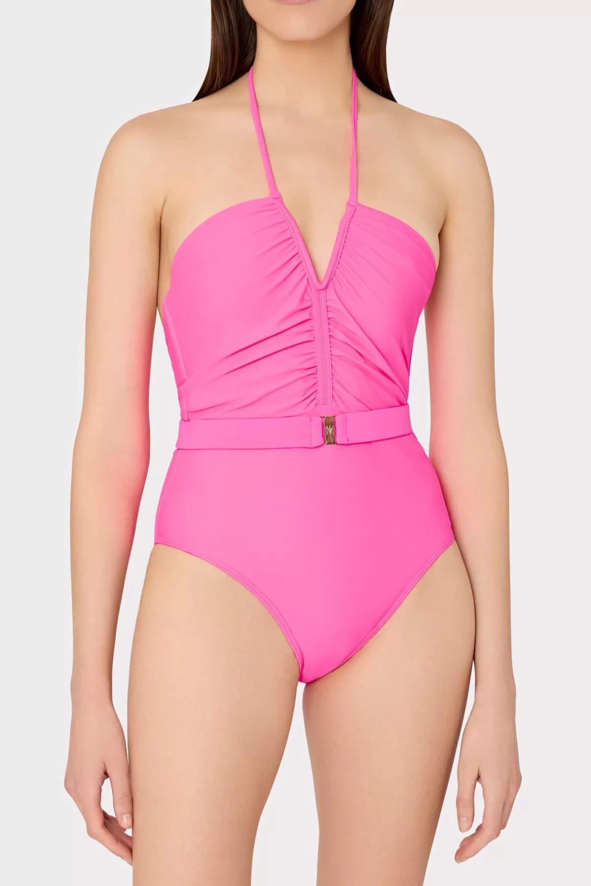 Ruched Halter One Piece-MILLY Outlet