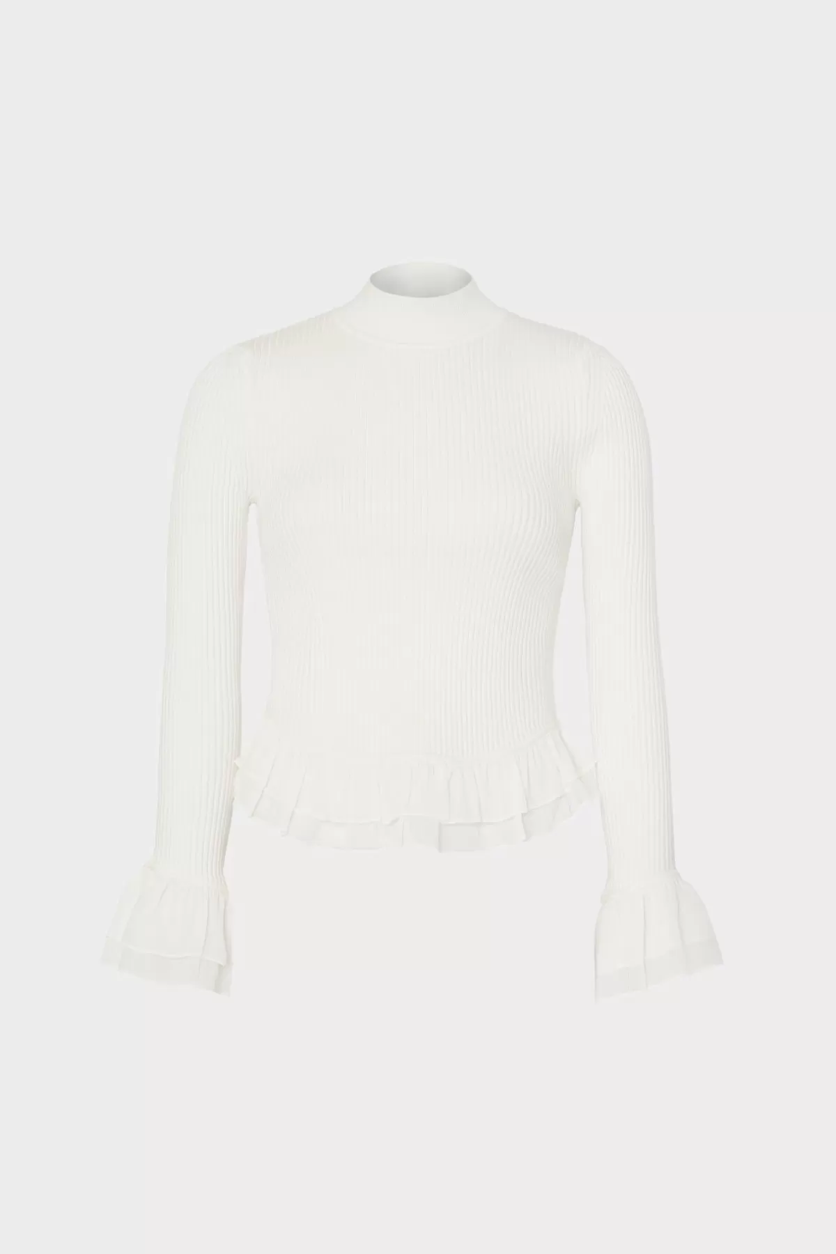 Ruffle Knit Mock Neck-MILLY Online