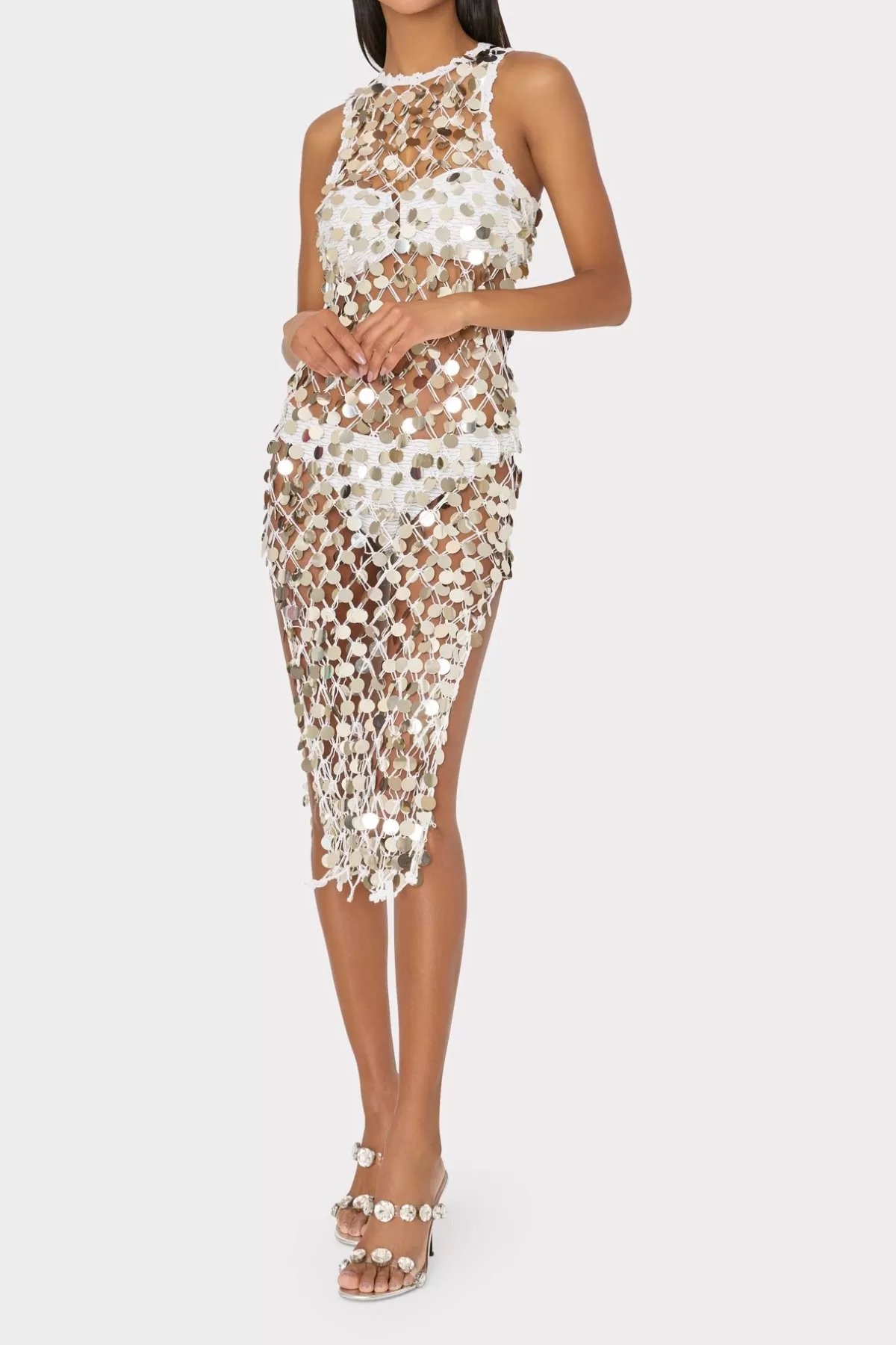 Sequin Crochet Midi Dress-MILLY Fashion