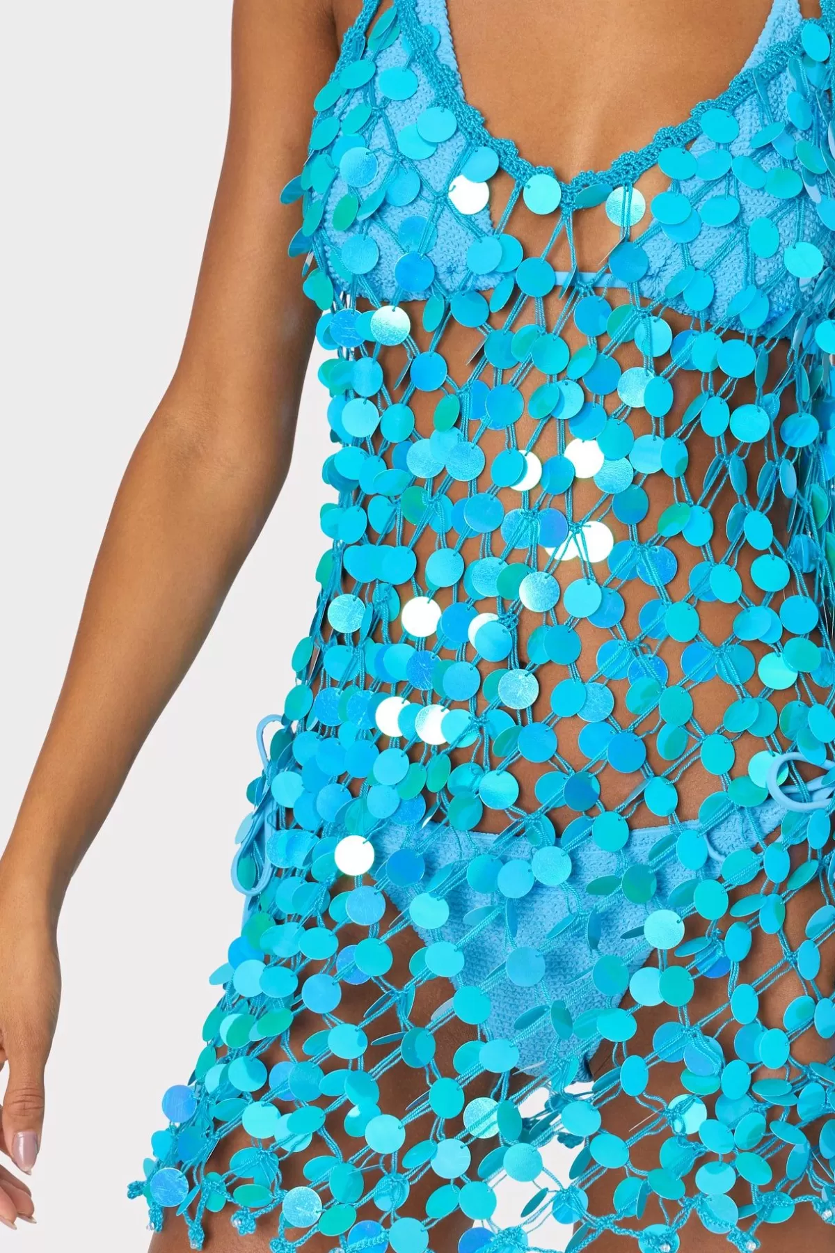 Sequin Crochet Mini Sleeveless Dress-MILLY Best Sale