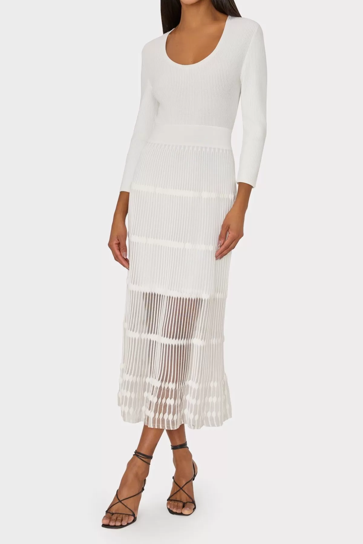 Sheer Knit Fit And Flare Dress-MILLY Online