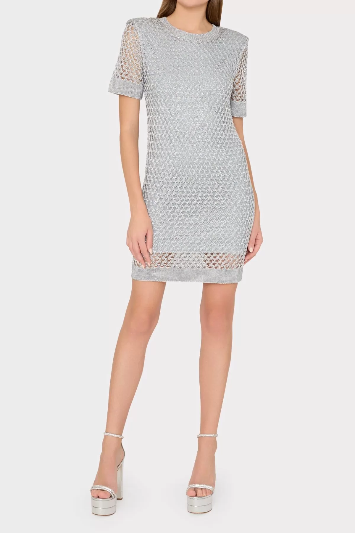 Sinclair Metallic Mesh Mini Dress-MILLY Best