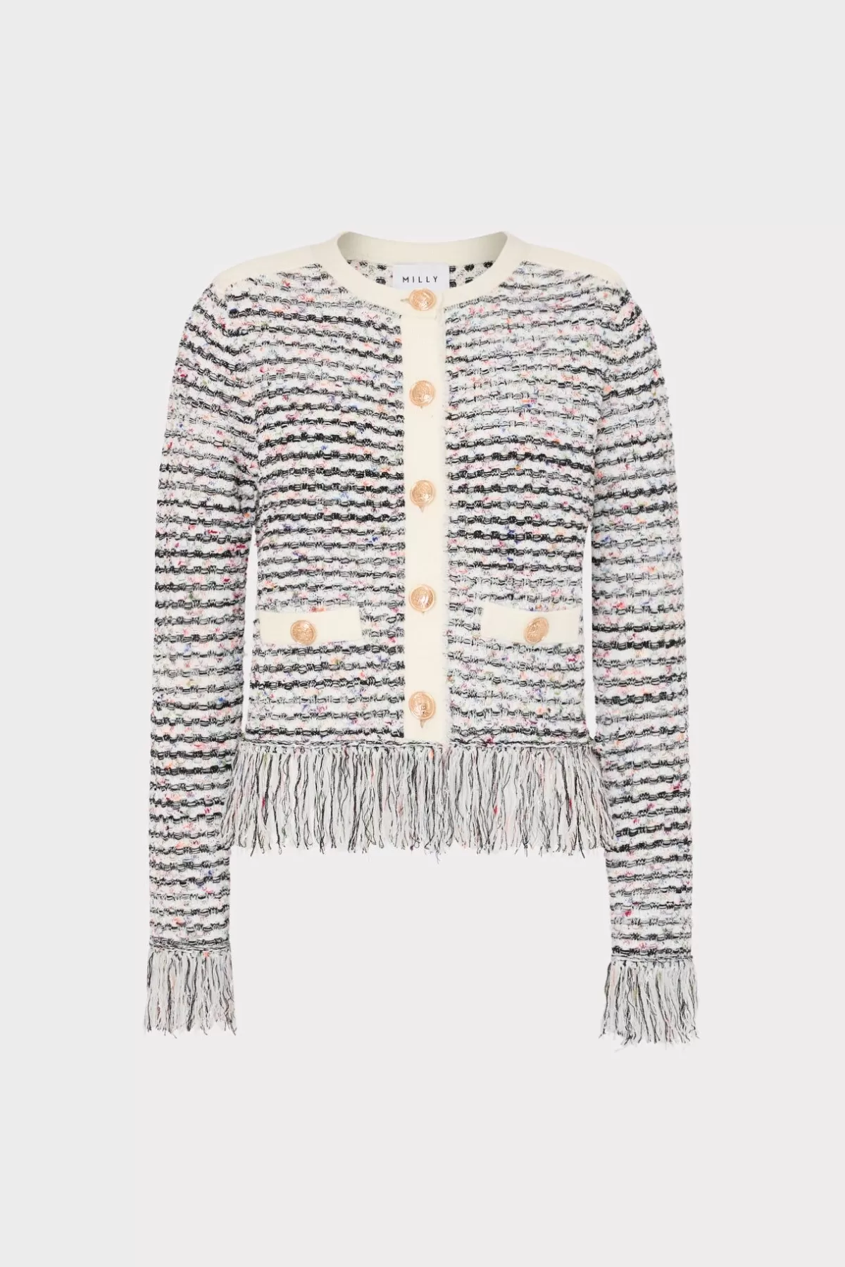 Textured Fringe Cardigan Jacket-MILLY Shop