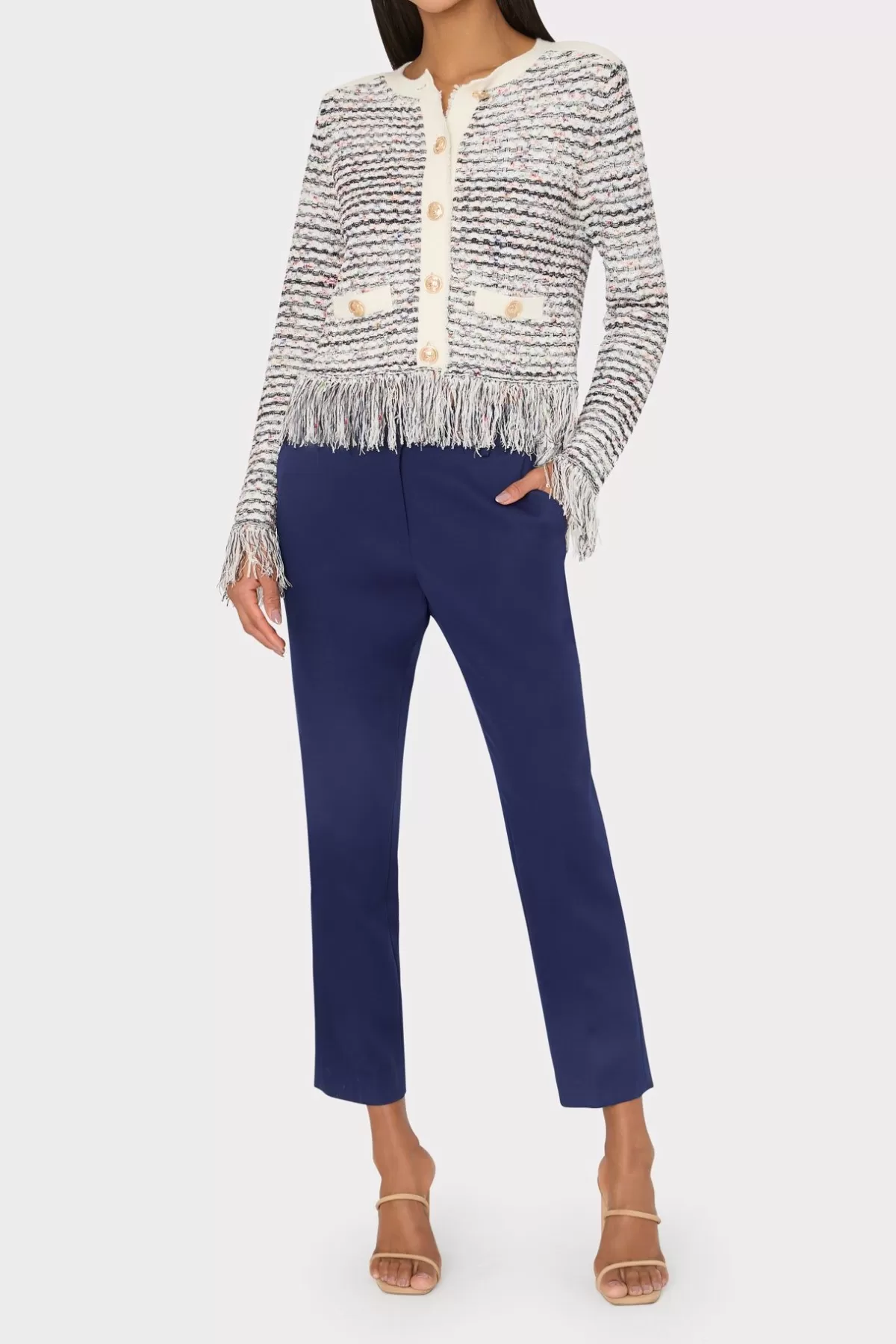 Textured Fringe Cardigan Jacket-MILLY Shop