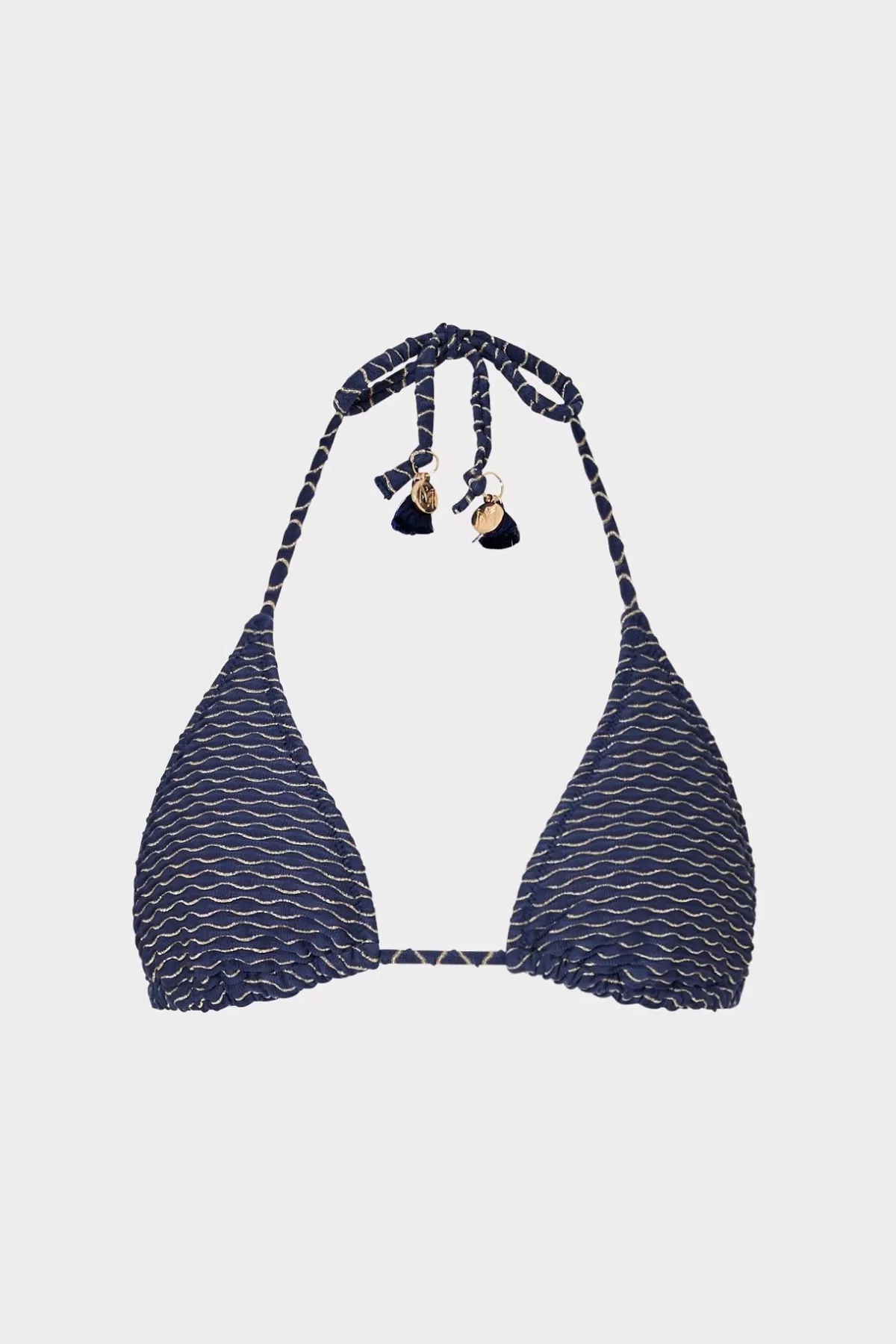 Textured Waves Triangle Bikini Top-MILLY Discount