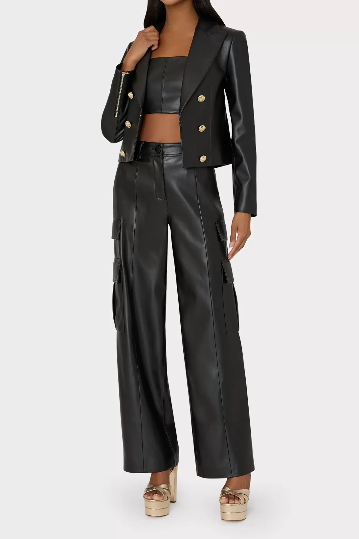 Thompson Vegan Leather Blazer-MILLY Sale