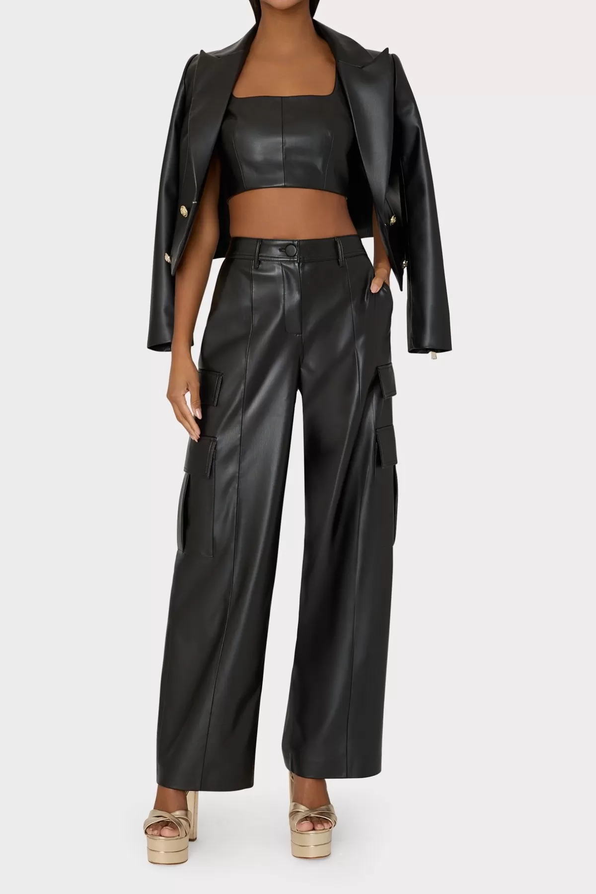 Tobias Vegan Leather Cargo Pants-MILLY Online