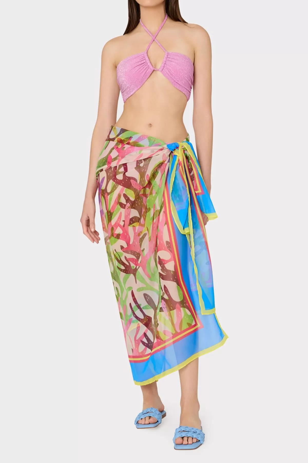Watercolor Caribbean Coral Chiffon Sarong-MILLY Fashion