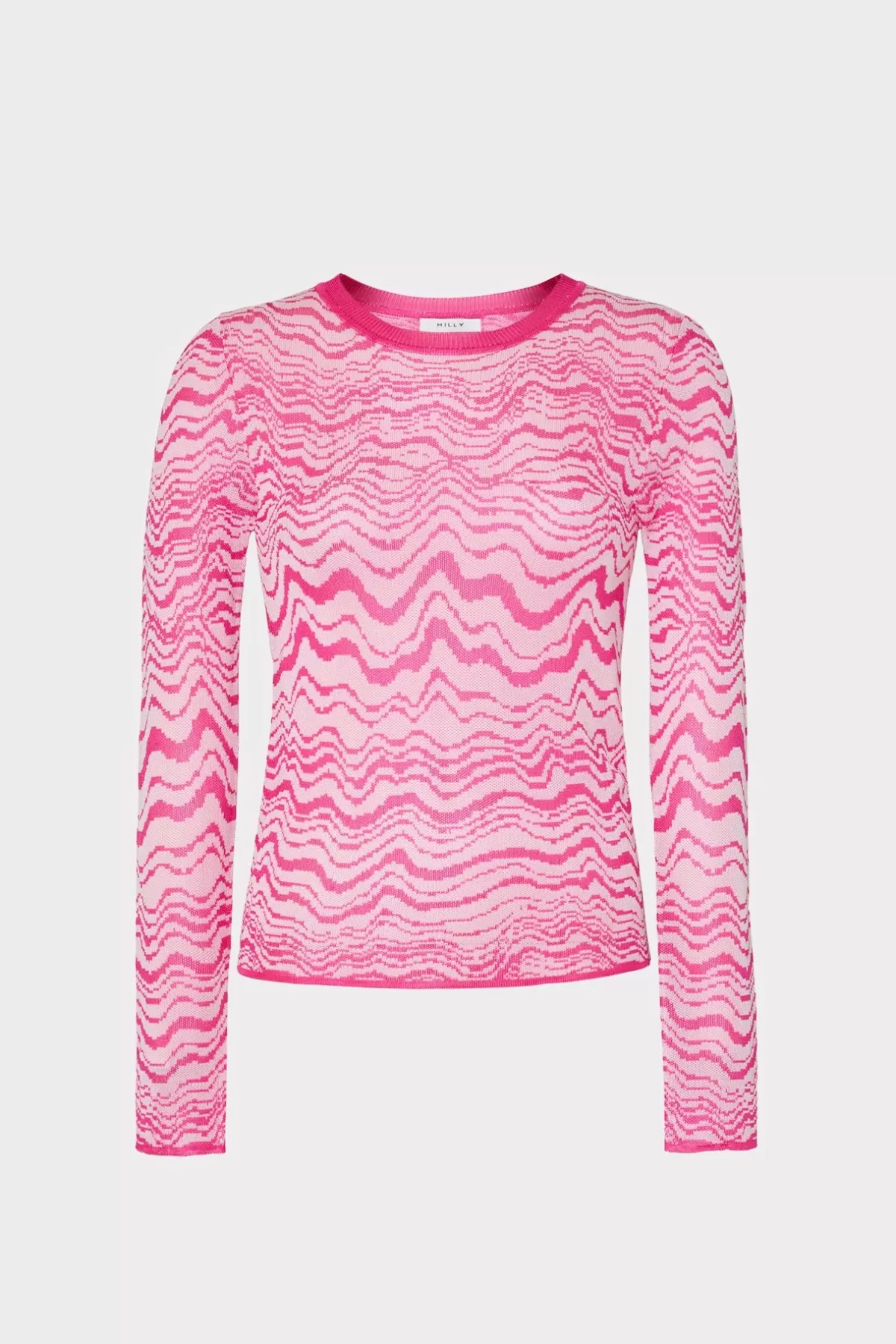 Wave Jacquard Crewneck Pullover-MILLY Clearance